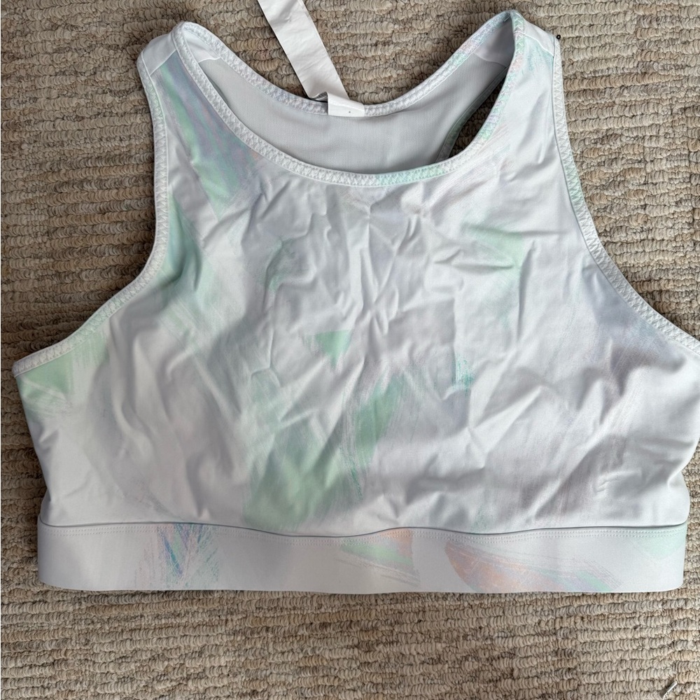Fabletics White and Mint Sports Bra